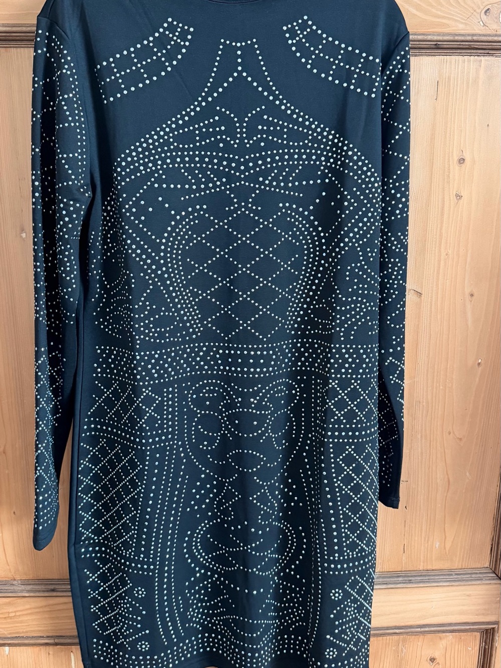 NWOT Meaveor Black Long-Sleeve Studded Bodycon Dress